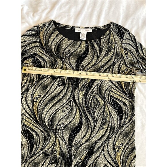 C.L.O.T.H.E.S. Black and Gold lightweight knit top  Size SMALL Metallic accent - Picture 8 of 10